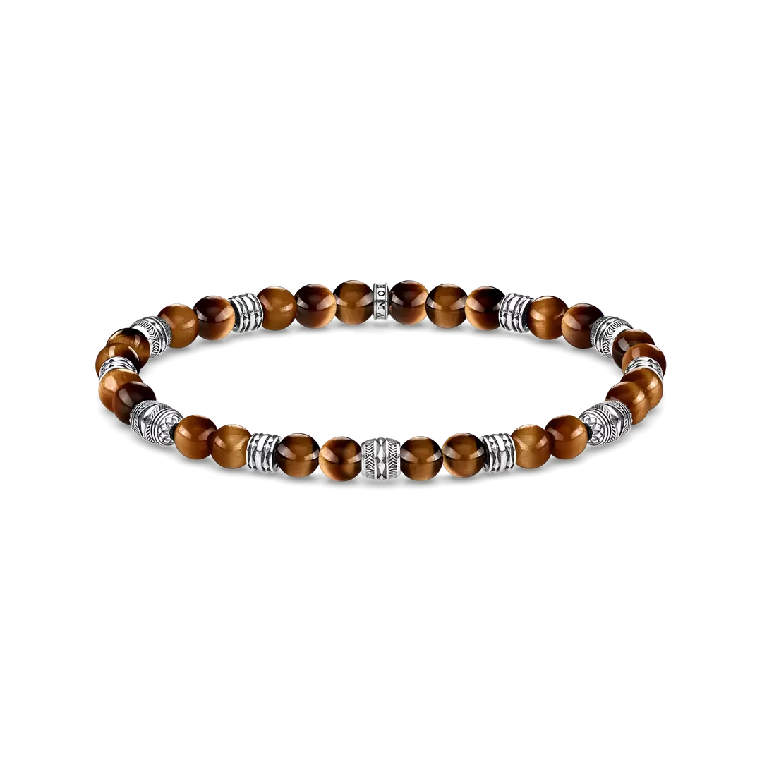 Thomas Sabo Tigers Eye Sterling Silver Lucky Charm Bracelet 19cms A1923-826-2