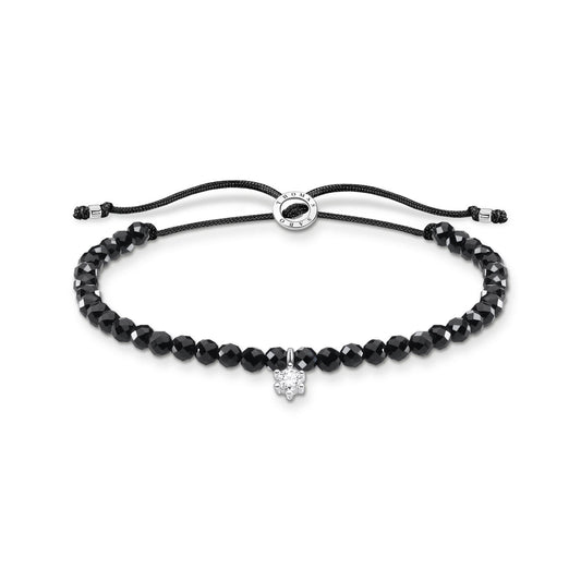 Thomas Sabo Sterling Silver Black Obsidian Cubic Zirconia Bracelet A1987