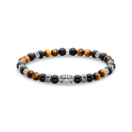 Thomas Sabo Bracelet with black onyx beads and tiger's eye beads silver A2087-507-7-19cm