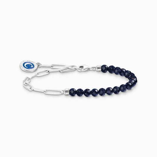 Thomas Sabo Charmista Blue Bead Half Bracelet with Blue Disc A2129-007-32-L19V