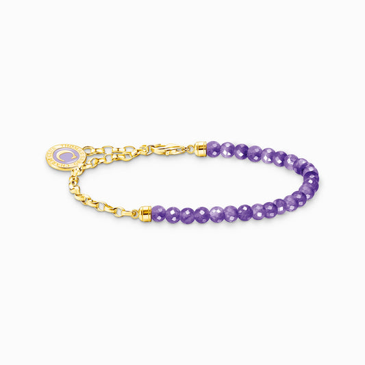 Thomas Sabo Yellow Gold Plated Purple Bead Bracelet A2130-427-13-L19V