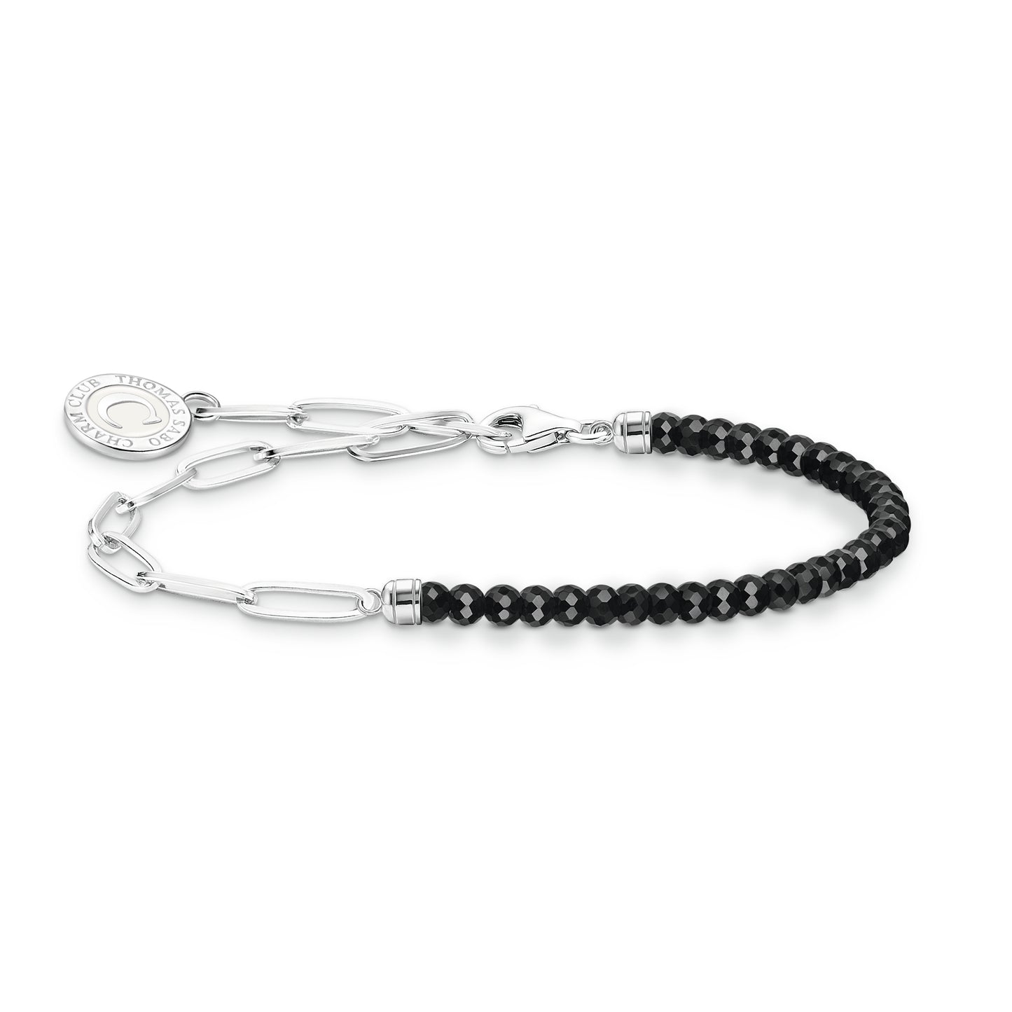 Thomas Sabo Charmista Black and Silver Bracelet A2131-148-11 19cm