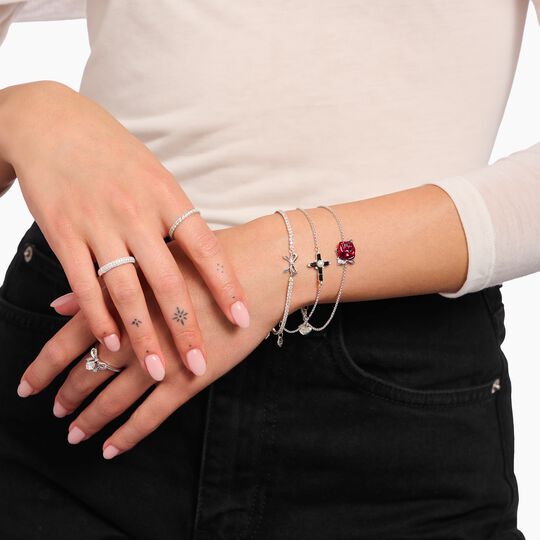 Thomas Sabo Sterling Silver True Romance Red Rose Bracelet A2175-664-10