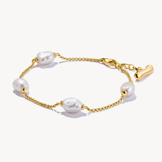 Thomas Sabo Natural Beauty Yellow Gold Plated Freshwater Cultured Pearl Bracelet A2189-430-14