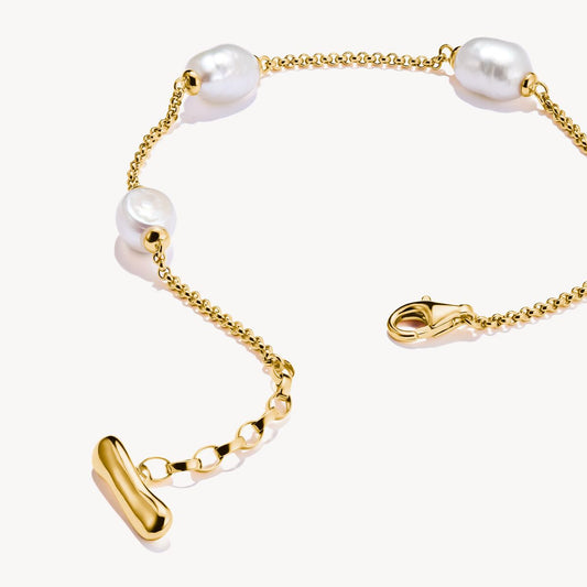 Thomas Sabo Natural Beauty Yellow Gold Plated Freshwater Cultured Pearl Bracelet A2189-430-14
