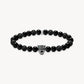 Thomas Sabo Cubic Zirconia Black Cat Obsidian Bead Stretch Bracelet A2192-705-11 21cm