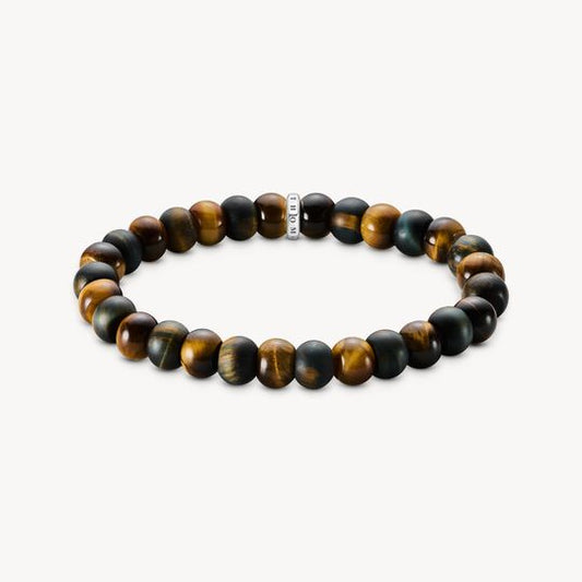 Thomas Sabo Multicoloured Tigers Eye Bead Stretch Bracelet A2196-826-2 21cm