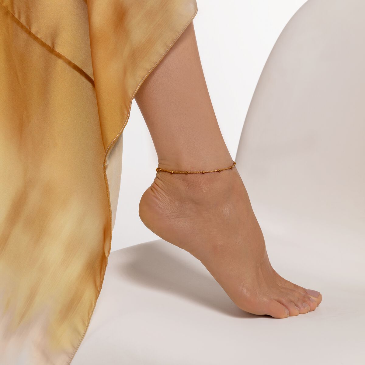 Thomas Sabo Yellow Gold Plated 27cm Beaded Anklet AK0002-413-39
