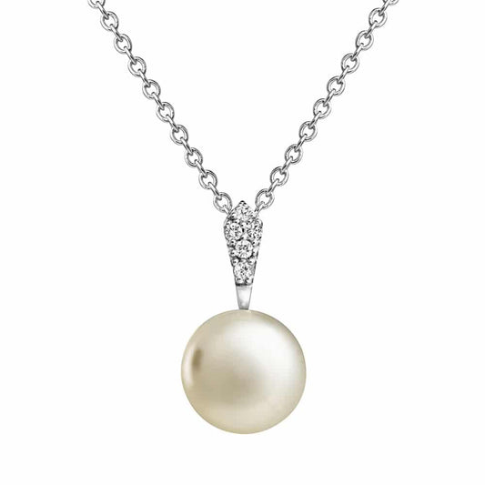 Jersey Pearl Amberly Freshwater Cultured Pearl Pendant with White Topaz and Chain