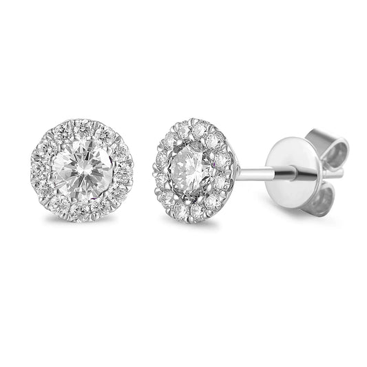 9ct White Gold Diamond Cluster Stud Earrings April Birthstone