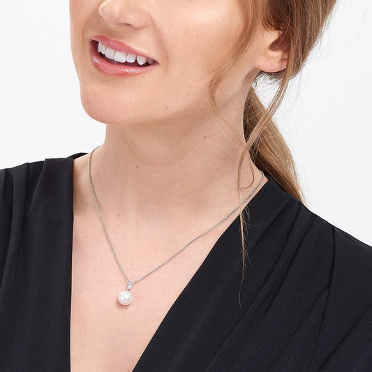 Jersey Pearl Amberly Freshwater Cultured Pearl Pendant with White Topaz and Chain