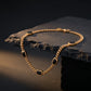 Steel & Barnett Black Onyx Gemstone Station Bracelet In 18ct Yellow Gold Plating XS-Small