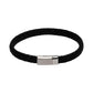 Unique & Co Stainless Steel Black Leather Plait Bracelet 23cm