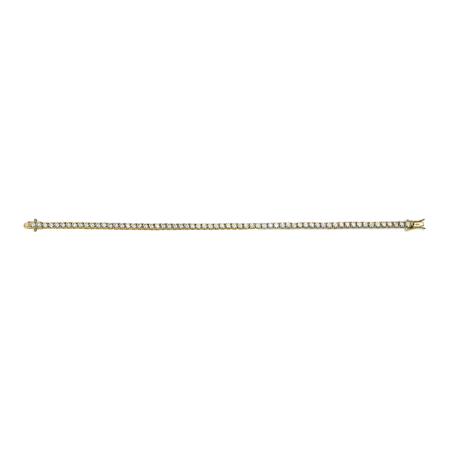 Sterling Silver Yellow Gold Plated Cubic Zirconia Claw Set Line Bracelet