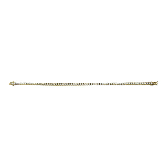 Sterling Silver Yellow Gold Plated Cubic Zirconia Claw Set Line Bracelet