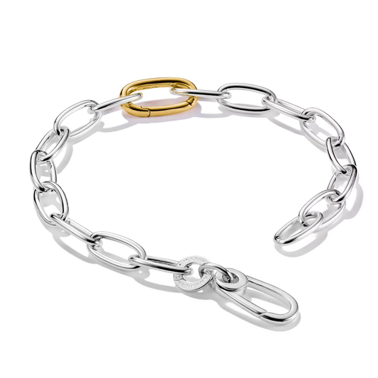 Thomas Sabo Connect Sterling Silver Centre Link Yellow Gold Plated Bracelet 19cms C1204-413-7