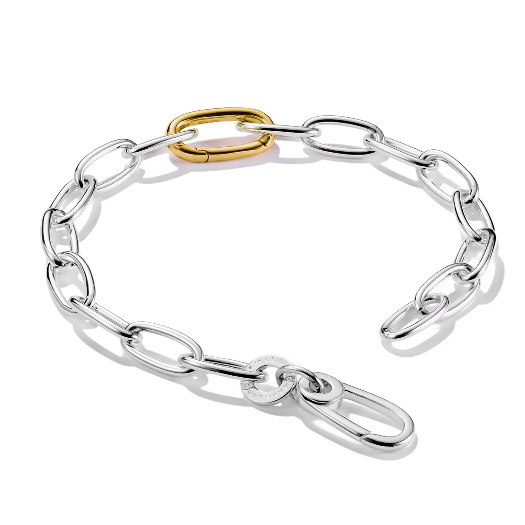 Thomas Sabo Connect Sterling Silver Centre Link Yellow Gold Plated Bracelet 17cms C1204-413-7