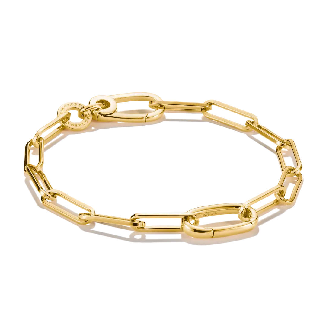 Thomas Sabo Sterling Silver Yellow Gold Plated Paperclip Link Bracelet 19cm C1205-413-39
