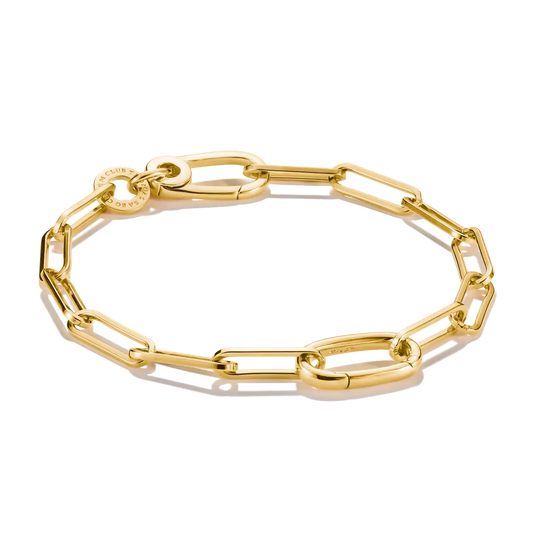 Thomas Sabo Sterling Silver Yellow Gold Plated Paperclip Link Bracelet 19cm C1205-413-39