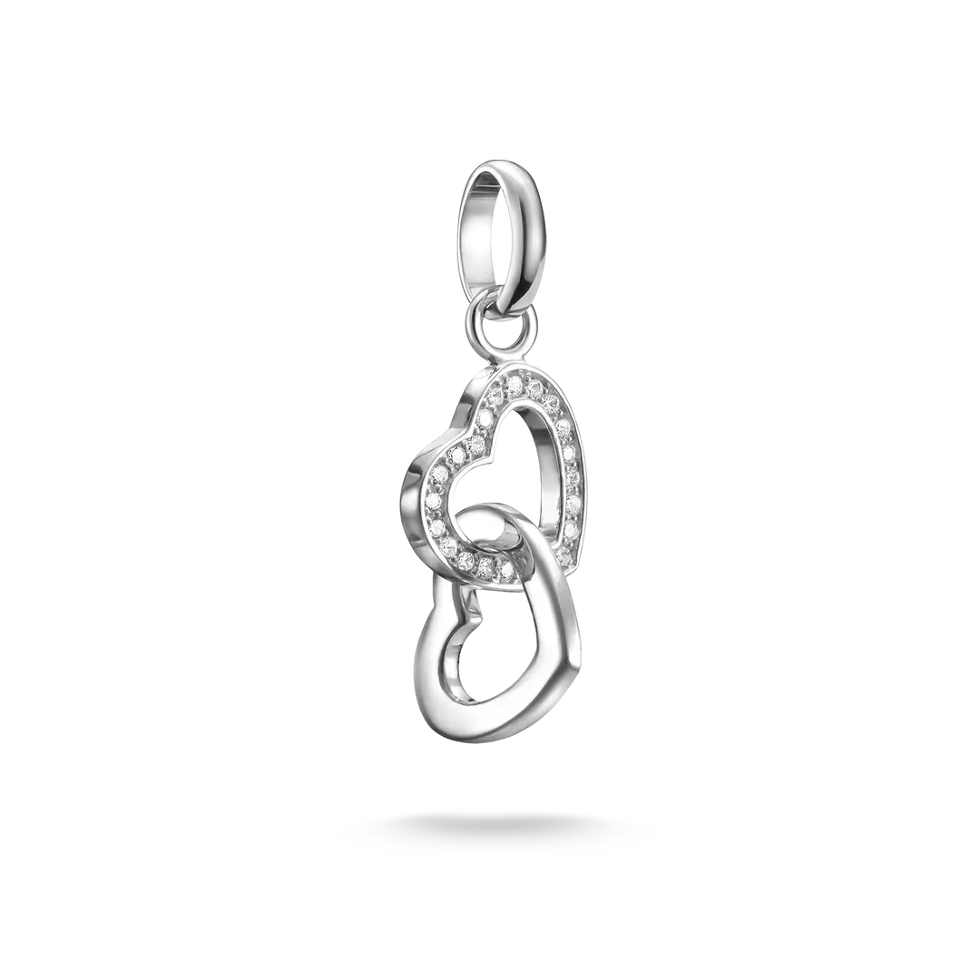 Thomas Sabo Intertwined Cubic Zirconia Sterling Silver Hearts Charm CC1201-051-14
