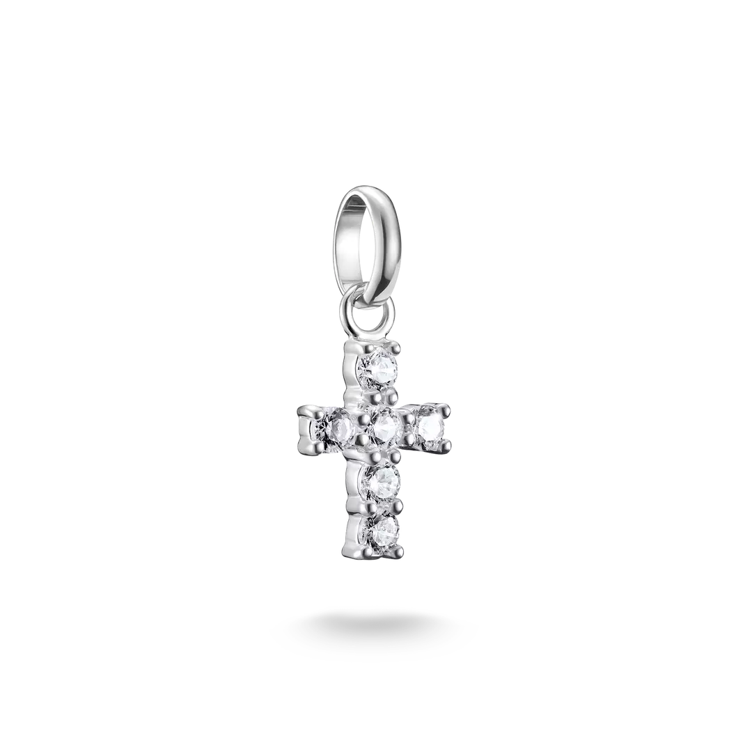 Thomas Sabo Connect Sterling Silver Mini White Cubic Zirconia Cross Charm CC1206-051-14