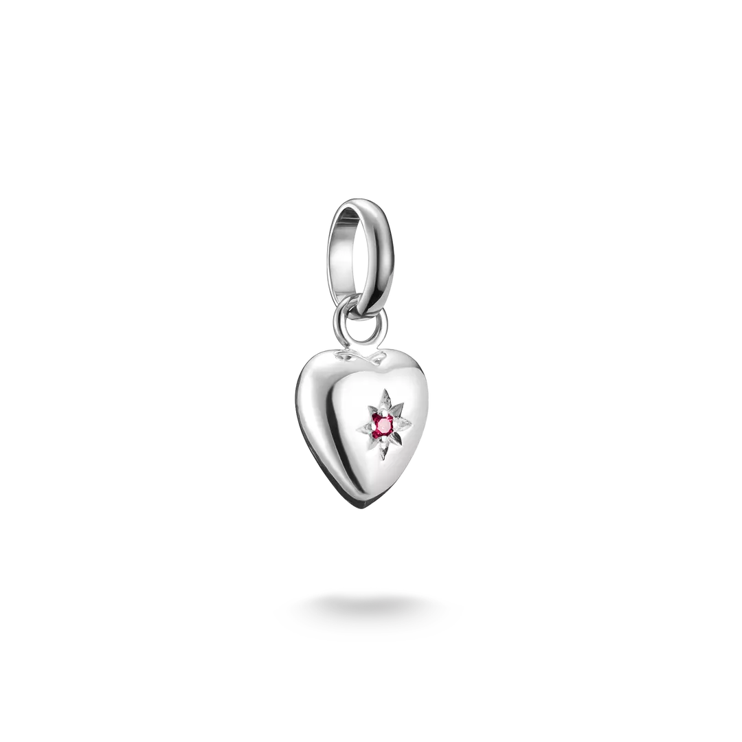 Thomas Sabo Connect Sterling Silver Synthetic Ruby Heart Charm CC1234-011-10