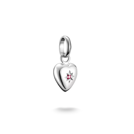 Thomas Sabo Connect Sterling Silver Synthetic Ruby Heart Charm CC1234-011-10