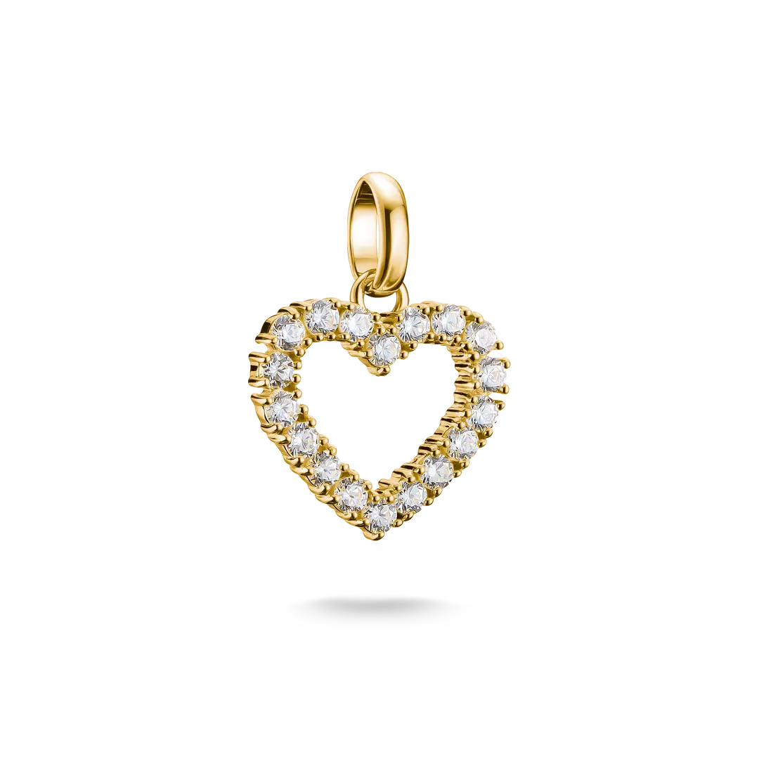 Thomas Sabo Connect Sterling Silver Yellow Gold Plated White Cubic Zirconia Cut Out Heart Charm CC1237-414-14