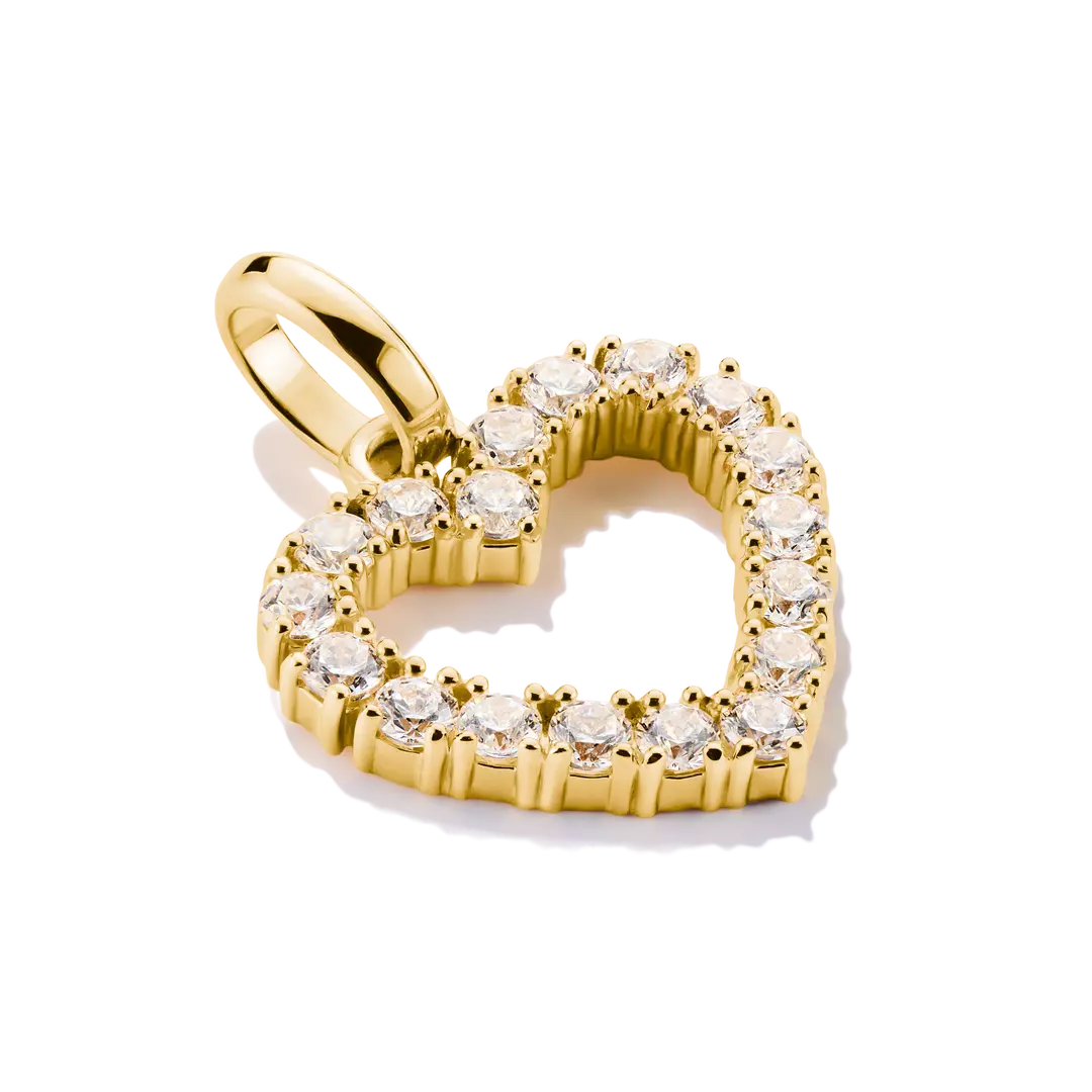 Thomas Sabo Connect Sterling Silver Yellow Gold Plated White Cubic Zirconia Cut Out Heart Charm CC1237-414-14