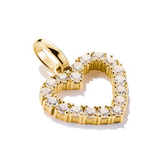 Thomas Sabo Connect Sterling Silver Yellow Gold Plated White Cubic Zirconia Cut Out Heart Charm CC1237-414-14
