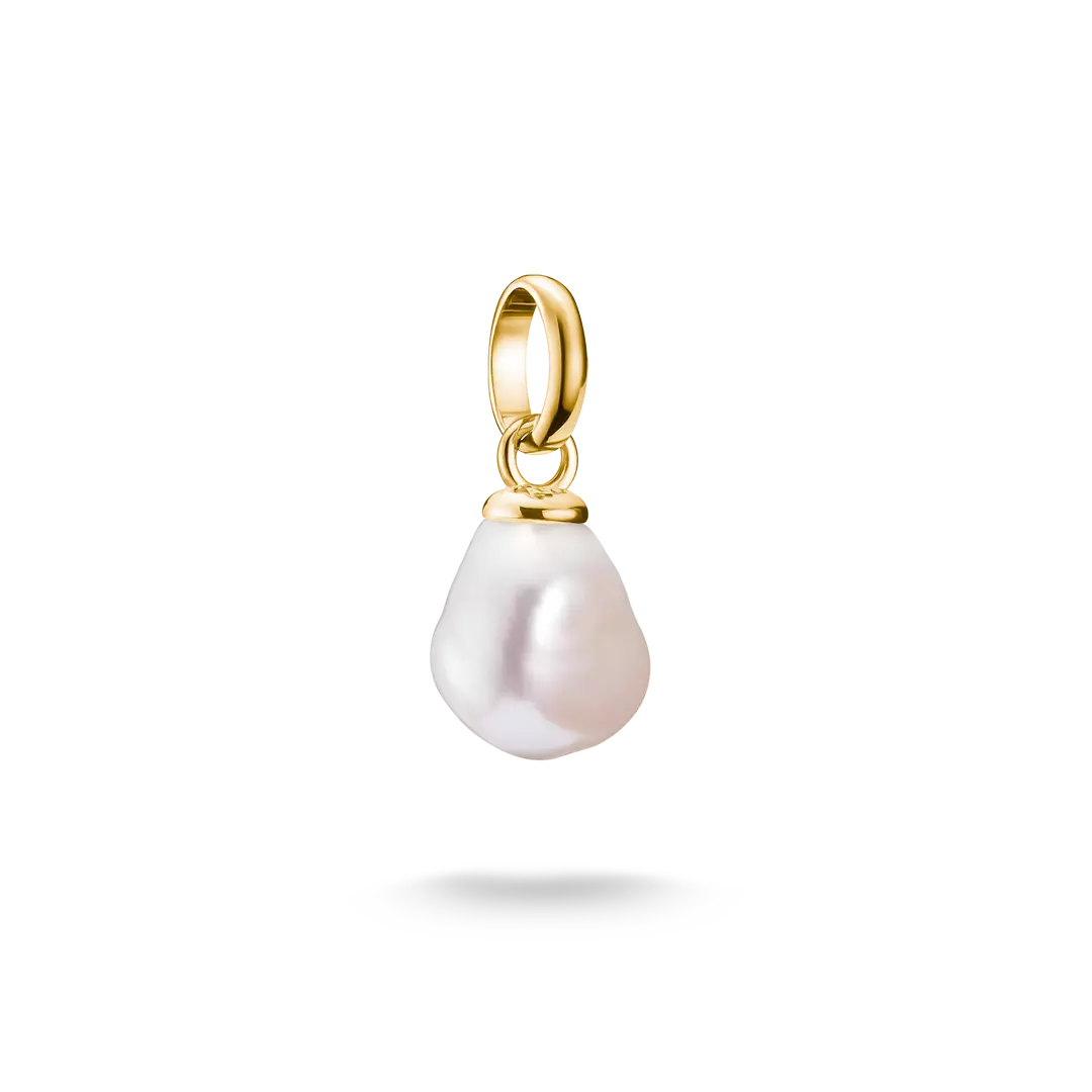 Thomas Sabo Connect Sterling Silver Yellow Gold Plated White Freshwater Cultured Pearl Charm CC1282-430-14