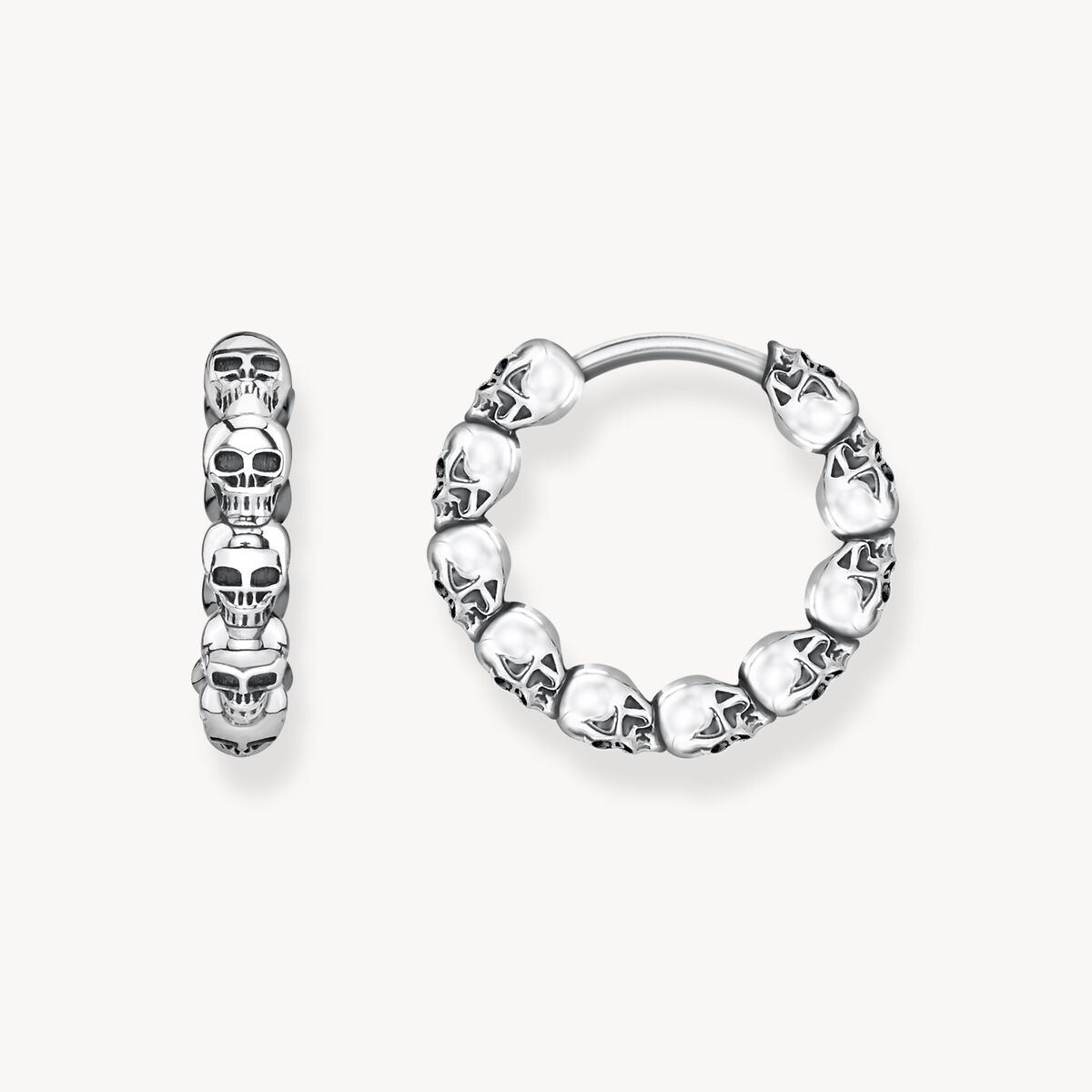 Thomas Sabo Sterling Silver Skull Hoop Earrings CR619-637-21