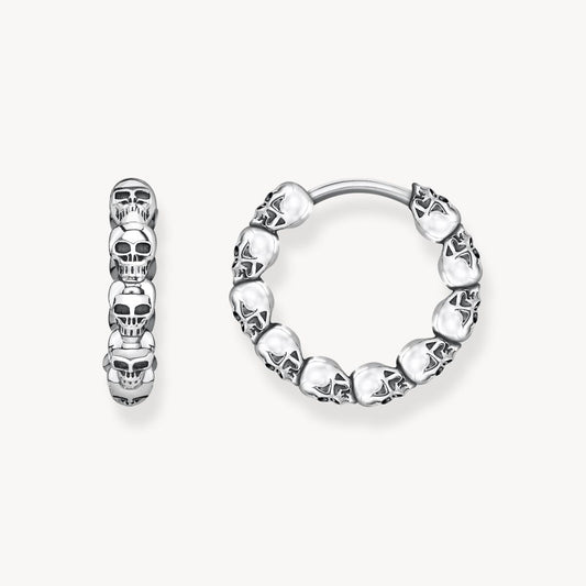 Thomas Sabo Sterling Silver Skull Hoop Earrings CR619-637-21