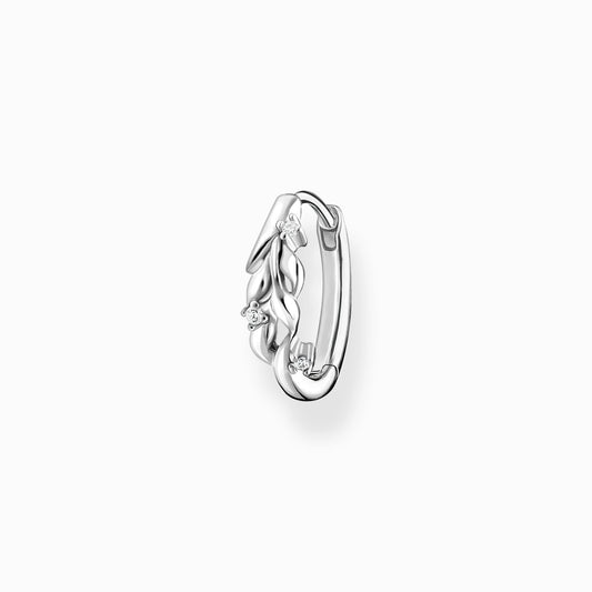 Thomas Sabo Sterling Silver Cubic Zirconia Leaf Single Hoop Earring CR681-051-14