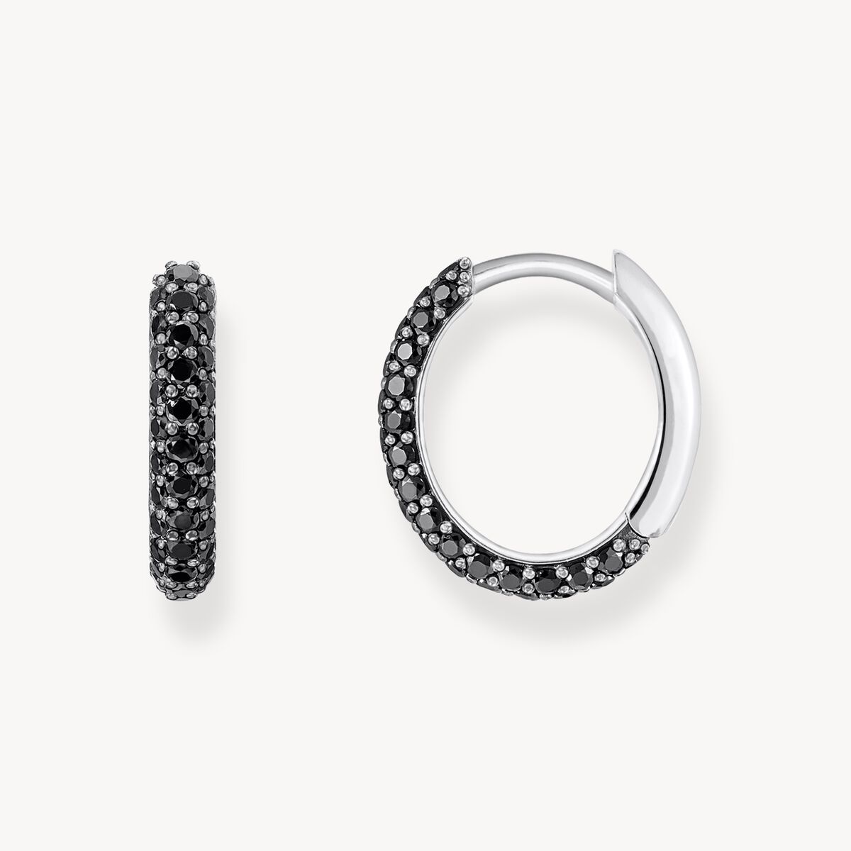 Thomas Sabo Sterling Silver Black Cubic Zirconia Hoop Earrings CR730-643-11