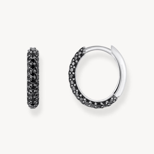 Thomas Sabo Sterling Silver Black Cubic Zirconia Hoop Earrings CR730-643-11