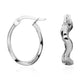 9ct White Gold Oval Hollow Wavy Polish Hinge Top Hoop Earrings