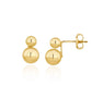 9ct Yellow Gold Double Beaded Stud Drop Earrings