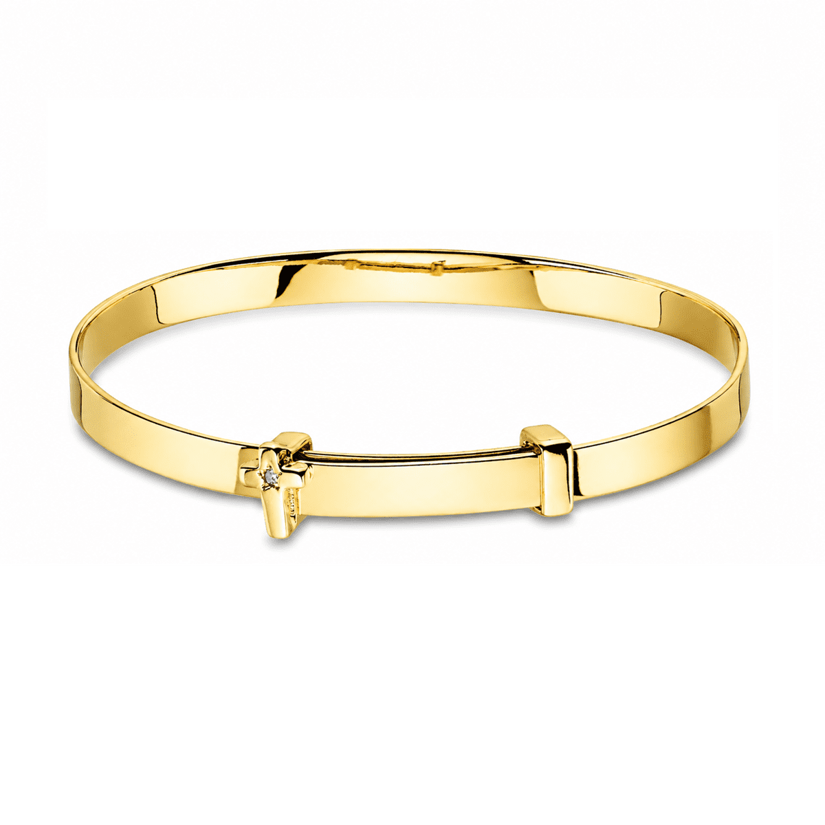 Little Stars Yellow Gold Plated Diamond Cross Childs Bangle