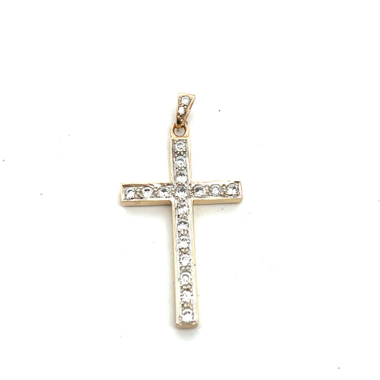 Pre-Owned 9ct Yellow Gold Cubic Zirconia Cross