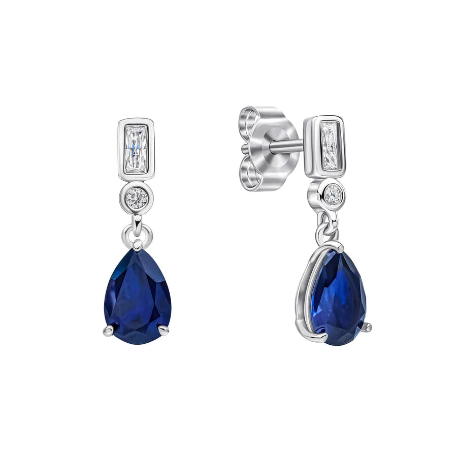 Diamonfire Blue Teardrop Cubic Zirconia Sterling Silver Drop Earrings