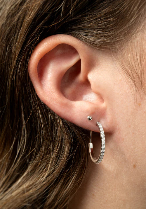 Tish Lyon Titanium Crystal Hoop Earrings 18mm