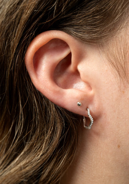 Tish Lyon Titanium Crystal Wavy Hoop Earrings