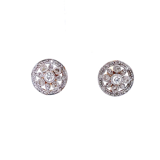 9ct White Gold Round Pierced Floral Stud Earrings
