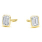 9ct Yellow Gold Laboratory Grown 1.07ct Emerald Cut Bezel Set Stud Earrings