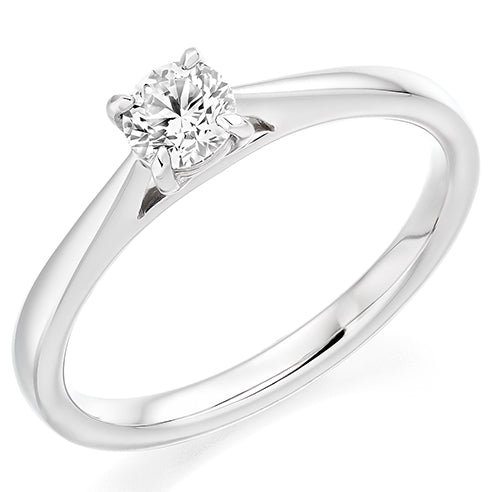 Platinum Single Stone 4 Claw 0.41ct Diamond Ring