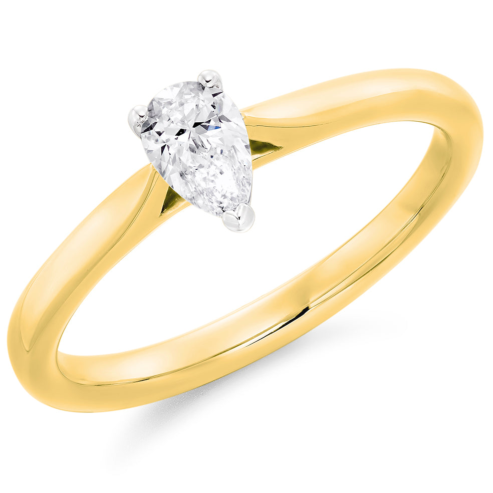 18ct Yellow Gold Pear Cut 0.30ct Diamond Ring
