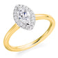 18ct Yellow Gold Marquise Cut 0.65ct Diamond Halo Ring