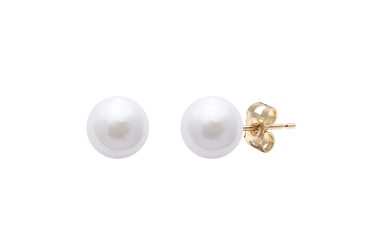 18ct Yellow Gold 7-7.5mm White Akoya Stud Earrings