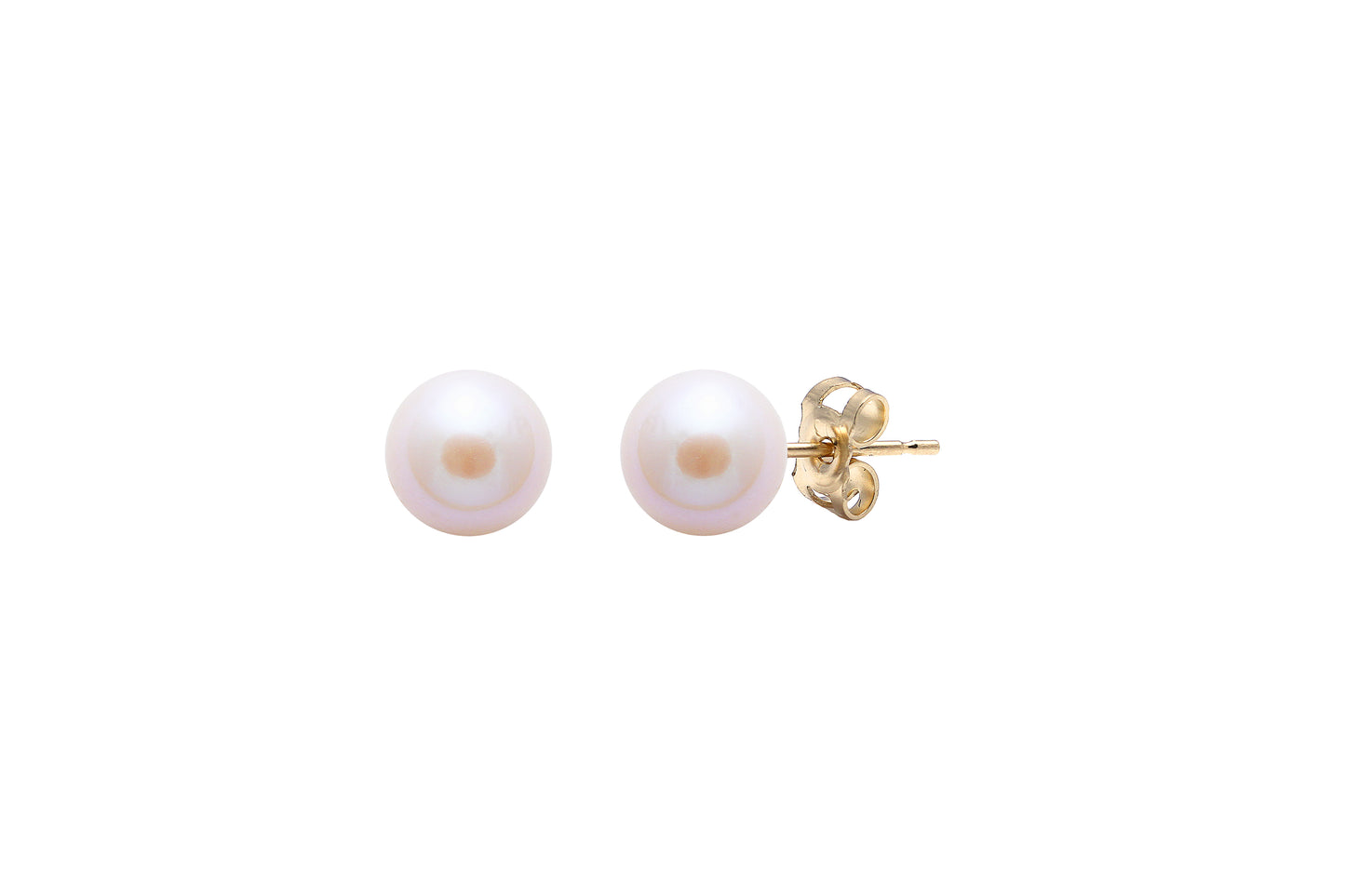 9ct Yellow Gold Round Pink 5-5.5mm Freshwater Cultured Pearl Stud Earrings